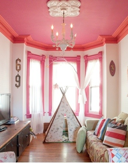 pink painted ceiling Interior Design Boulder Colorado