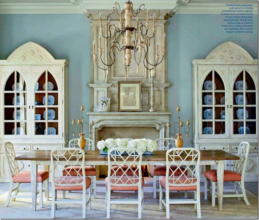 Peach and Blue Dining Room